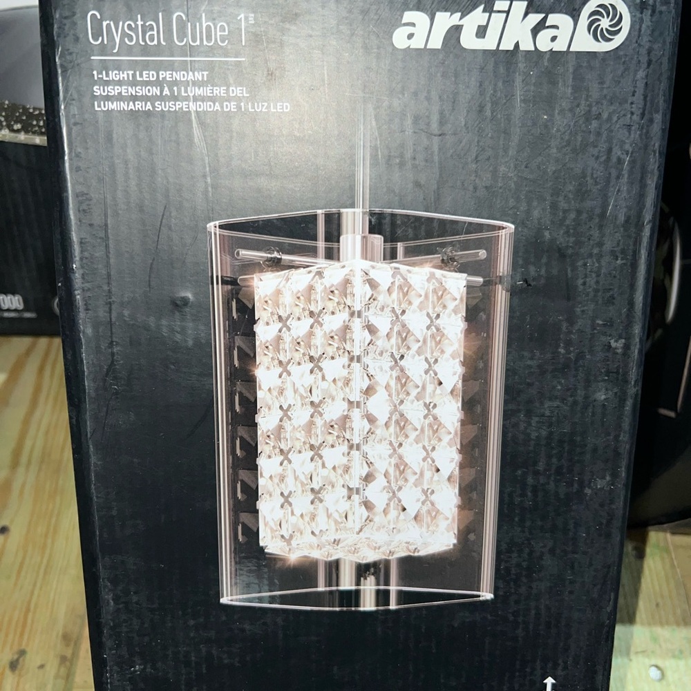 Crystal Cube 1-Light LED Pendant - Silver